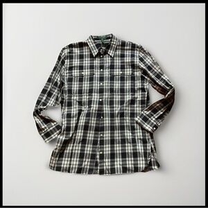Lauren Ralph Lauren Large Black Cream Plaid Long Sleeve Shirt